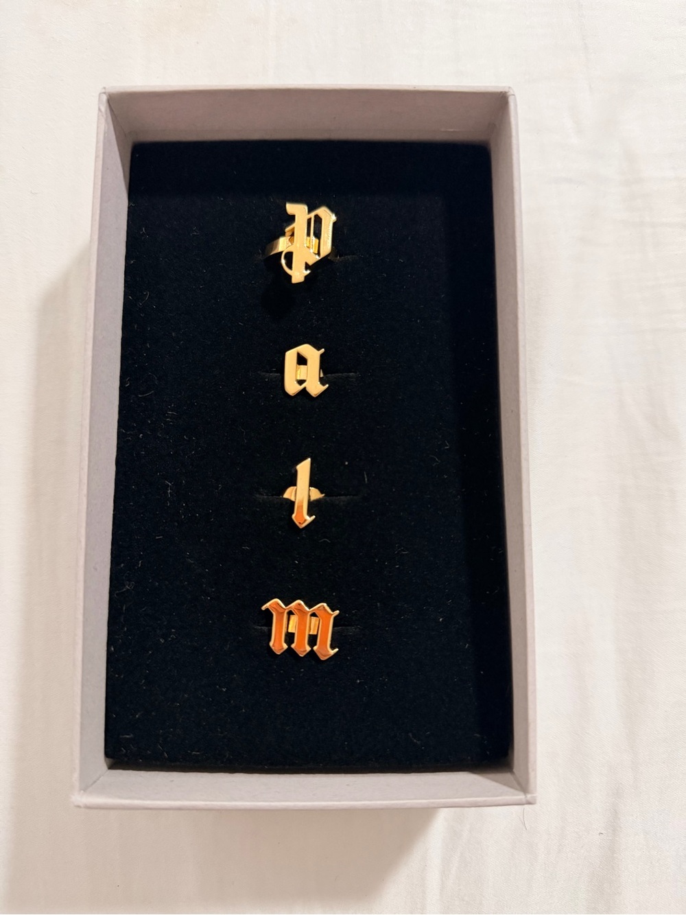 Palm Angels Gold-tone Gothic Letter Pin Set